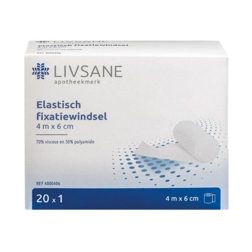 Livsane Elastisch fixatiewindsel 4 m x 6 cm 20 stuks
