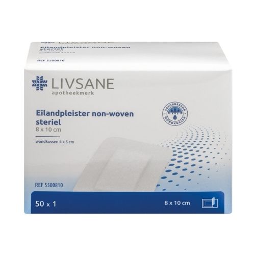 Livsane Eilandpleister nonwoven steriel 8 x 10 cm 50 stuks