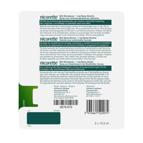 Nicorette Mint Nicotine 1mg Duo Mondspray 2 x 150ml