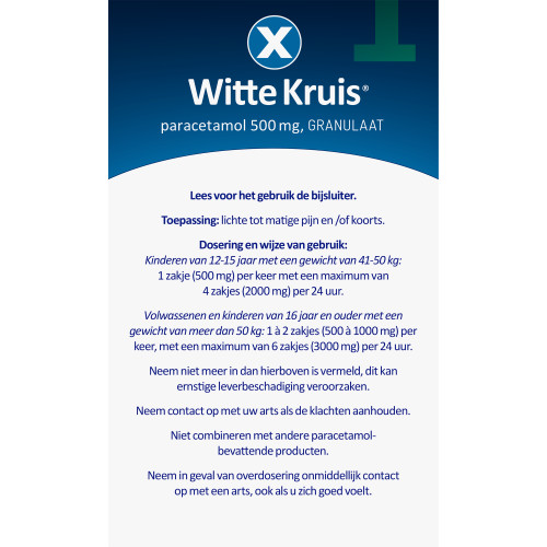 Witte Kruis Paracetamol 500mg Granulaat Sachets 10 stuks
