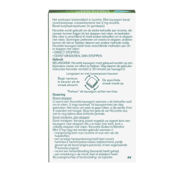 Nicorette Kauwgom Methol Mint 2mg 30 stuks