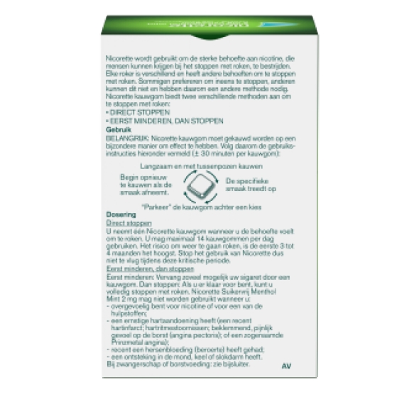 Nicorette Methol Mint Nicotine 2mg Kauwgums 105 stuks